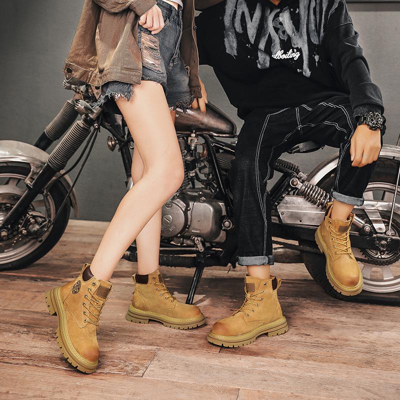2025 winter new men's Martin boots, high-top locomotive boots couple Martin boots, fashionable first-layer leather tooling shoes