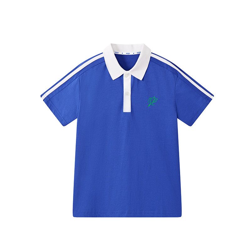 Mqd Shenzhen School Uniforms Unified Primary School Boys Summer Ice Silk Cool Breathable Quick-Dry Short-Sleeve Polo Shirt Light Blue 150cm