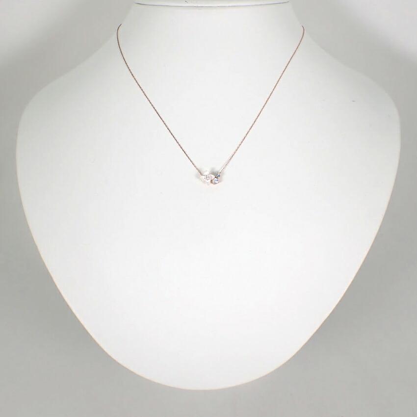 [Used] K10PG Diamond Flower Necklace/j12-14