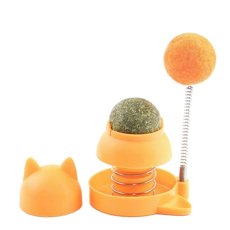 Качалка-игрушка для кошек, катающаяся кошка, мячик с кошачьей мятой, забавная когтеточка для кошек, интерактивная жёлтый