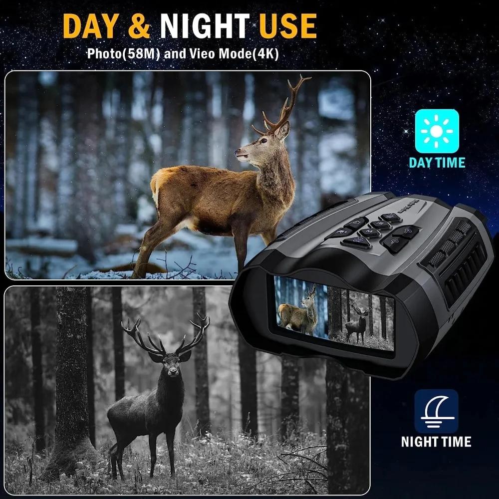 5K Binoculars, Infrared Night Vision Goggles, 10x Digital Zoom, Rechargeable, with a 3-inch Large Screen