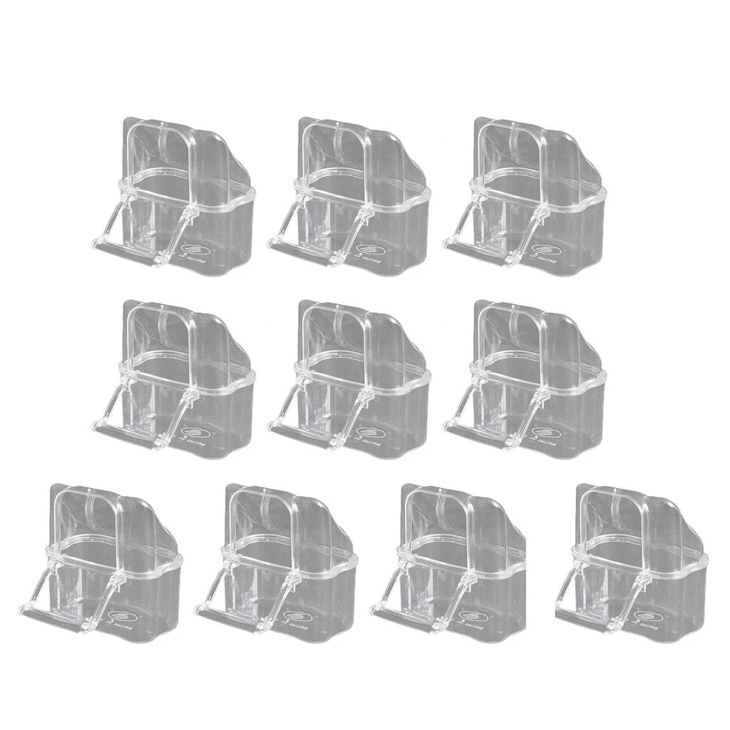 10Pcs/Set Transparent Bird Feeding Box Food Dispenser Parrots Feeder with Stable Construction Antisplash Design