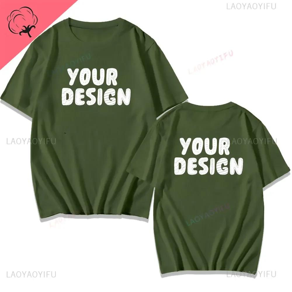 2025 Customized Printed Cotton Black White T Shirt Harajuku Men Women Tee DIY Your Like Photo Tshirt Fashion Custom Tops