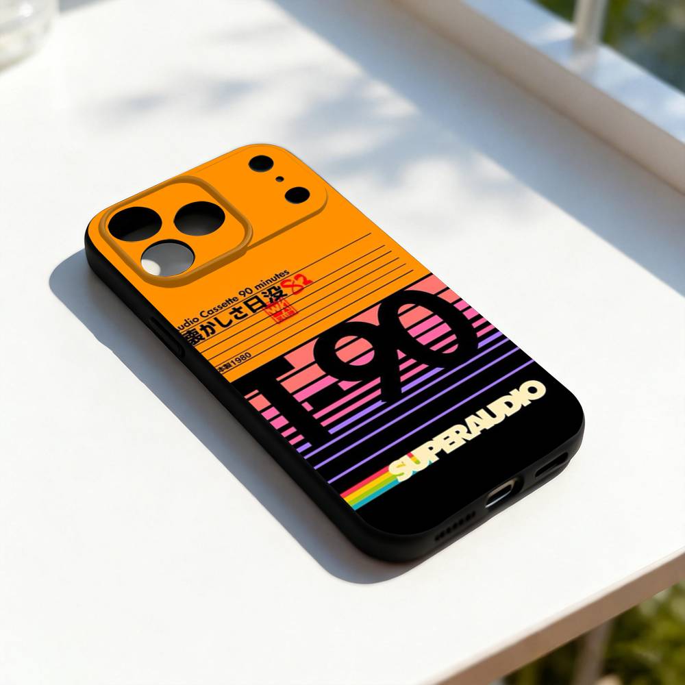 Retro V-VHS Video Cassette Phone Case For iPhone 11,12,13,14,15,16,17,Pro,Max,Plus,E,SE4,Air,Mini Black Soft Cover