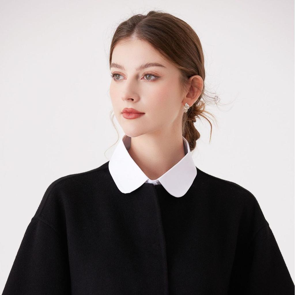 White Lapel Shirt Fake Collar Half Shirt Blouse for Women Men Shirt Detachable Solid Color Collar Sweater Fuax Cols