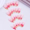 Almond Shape Nude Nail Set with Flowers & Polka Dots – 24 Detachable Pieces