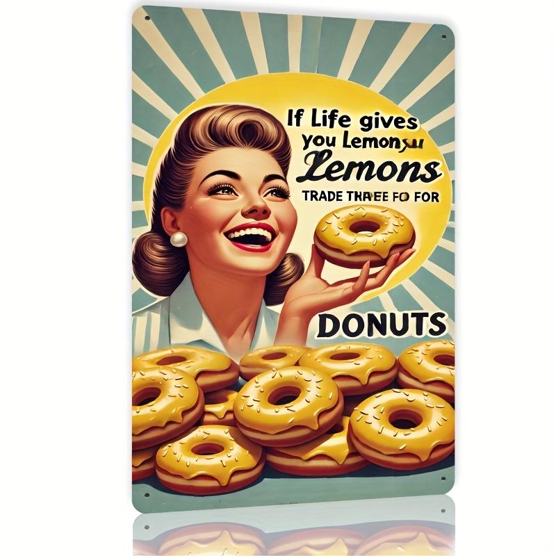 Retro Donut Poster Bakery Wall Art Sign    Metal Decor with If Life Gives You Lemons Trade Them for Donuts Design  Easy To 20x30cm
