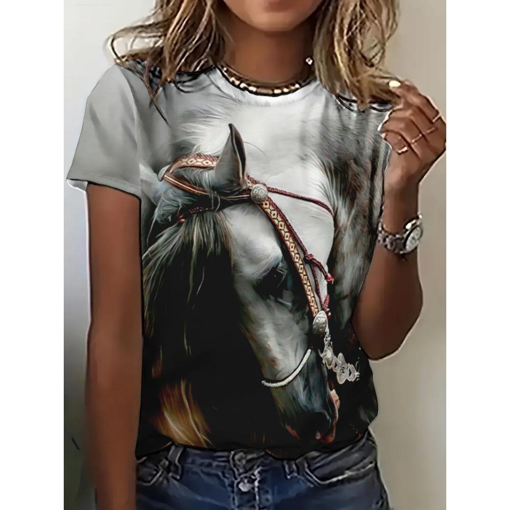 Dámské 3D Kočka Kawaii Potisk Topy Pro Ženu Módní Ležérní Harajuku Roztomilé Dámské Oblečení Léto Nové