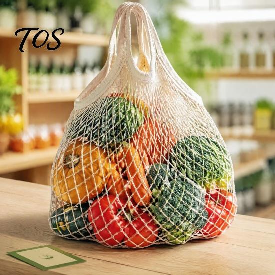Reusable Grocery Bags for Kitchen Cotton Mesh Bag, Eco Friendly Foldable String Organic Produce Totes Lightweight Fruits Vegetables And Daily Shopping
