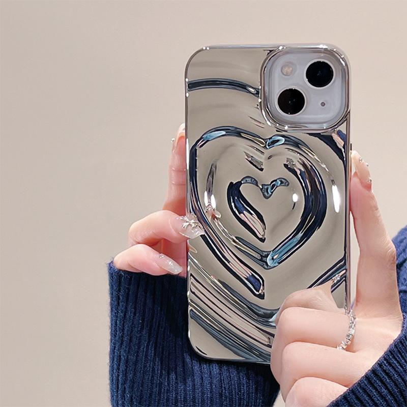 Retro Folds 3D Love Heart Case For For Iphone 13 11 12 14 1 16 17 Pro Max 17 Air Soft Shockproof Cover Bumper