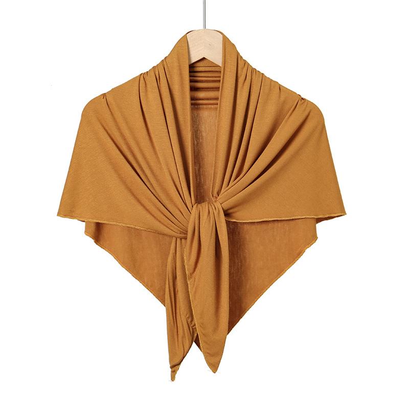Solid Color Cotton Triangle Scarf Muslim Hijab Shawls Woman Soft Wraps Lady Fashion Causal Turban Islamic Jersey Headband