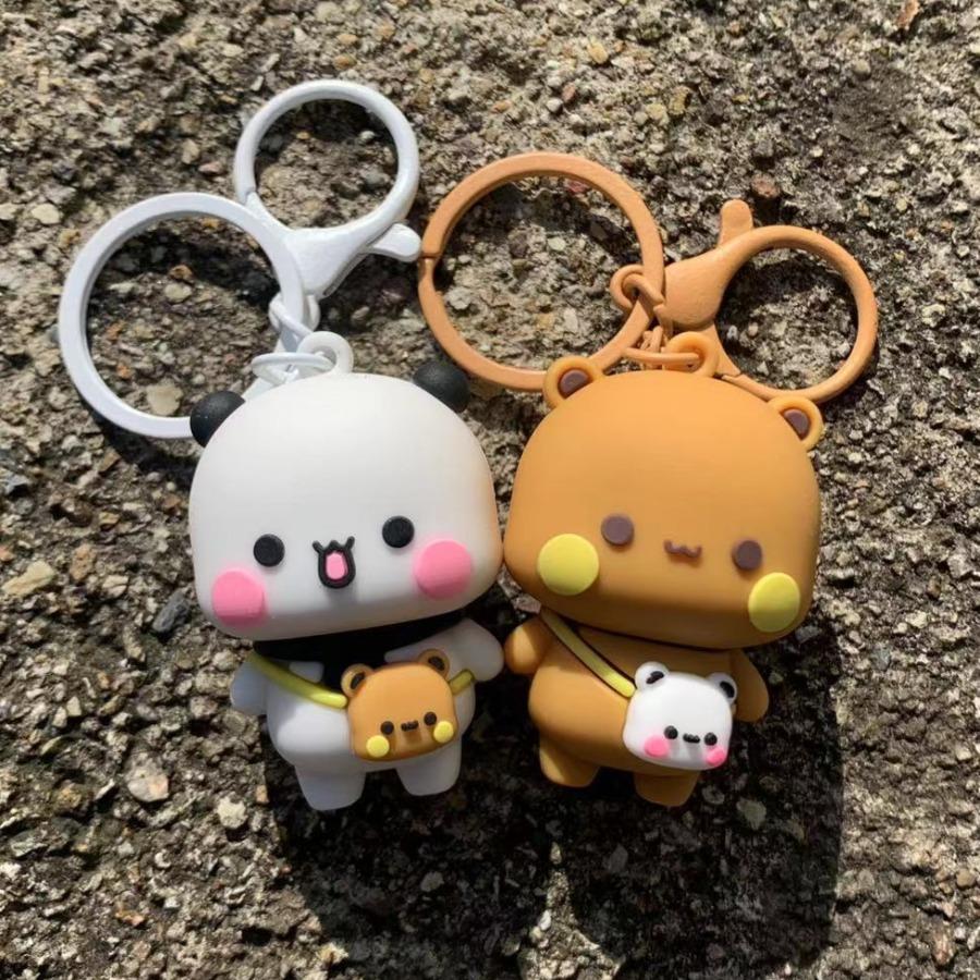 Yier Panda KeyChain Kawaii Bubu Dudu Doll Anime Figure Toy Backpack Hanging Ornaments Cute Pendant Mobile Phone Chain