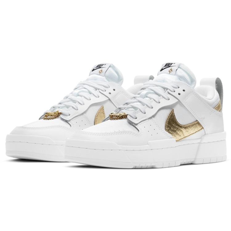 New Nike Dunk Low Disrupt White Metallic Gold Women's DD9676-100