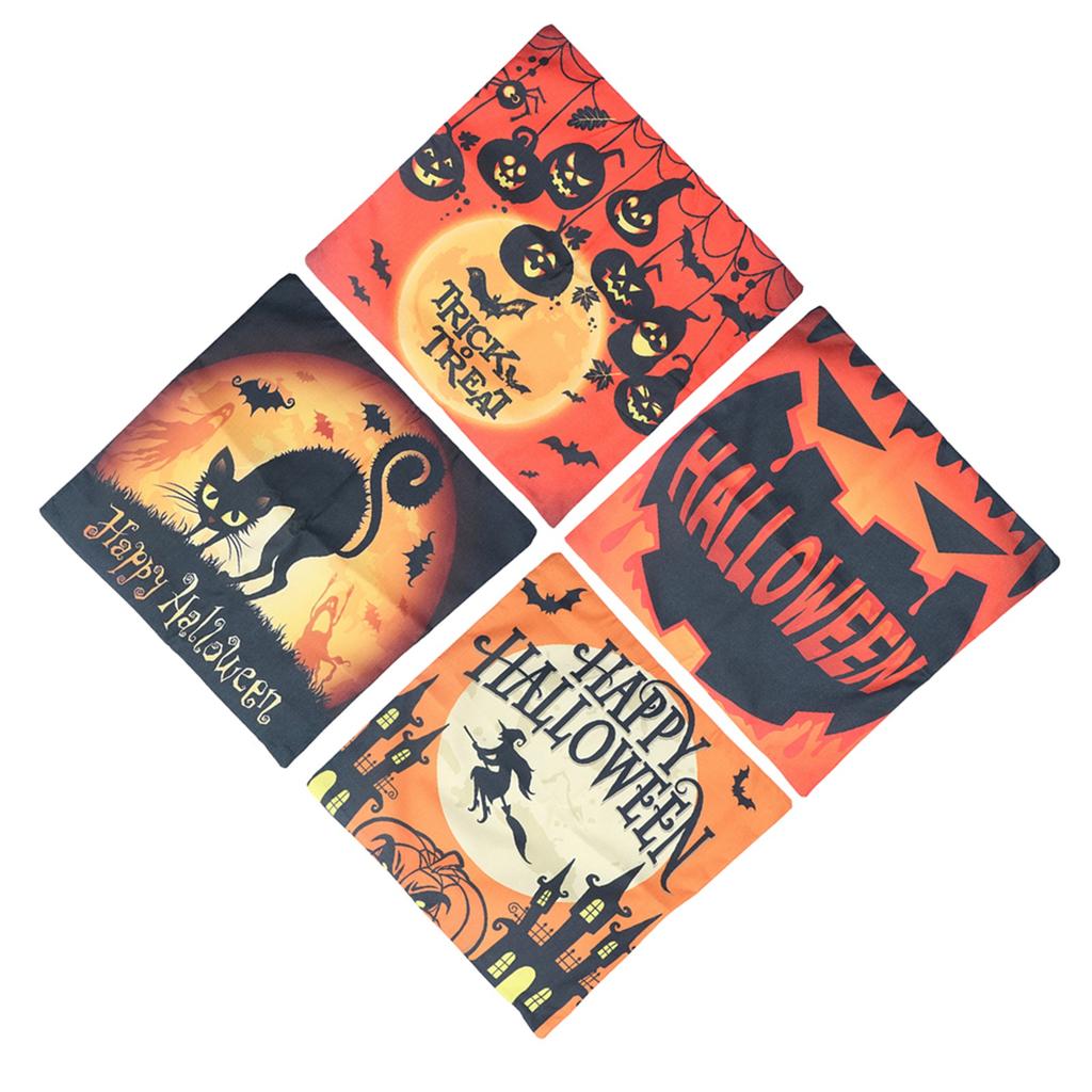 Halloween Pillow Covers Pumpkin Pattern Zipped Closure Linen Material Cold Water Washing Home Pillow Case for