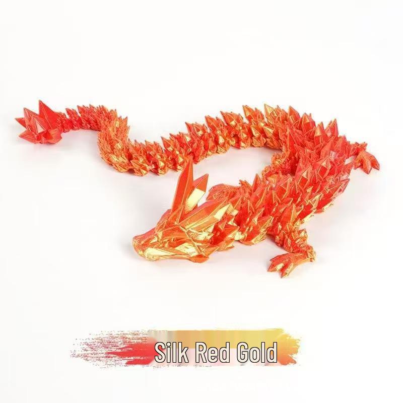 Luminous 3D Printed Crystal Dragon - Fully Articulated Gem Dragon Toy Ornament