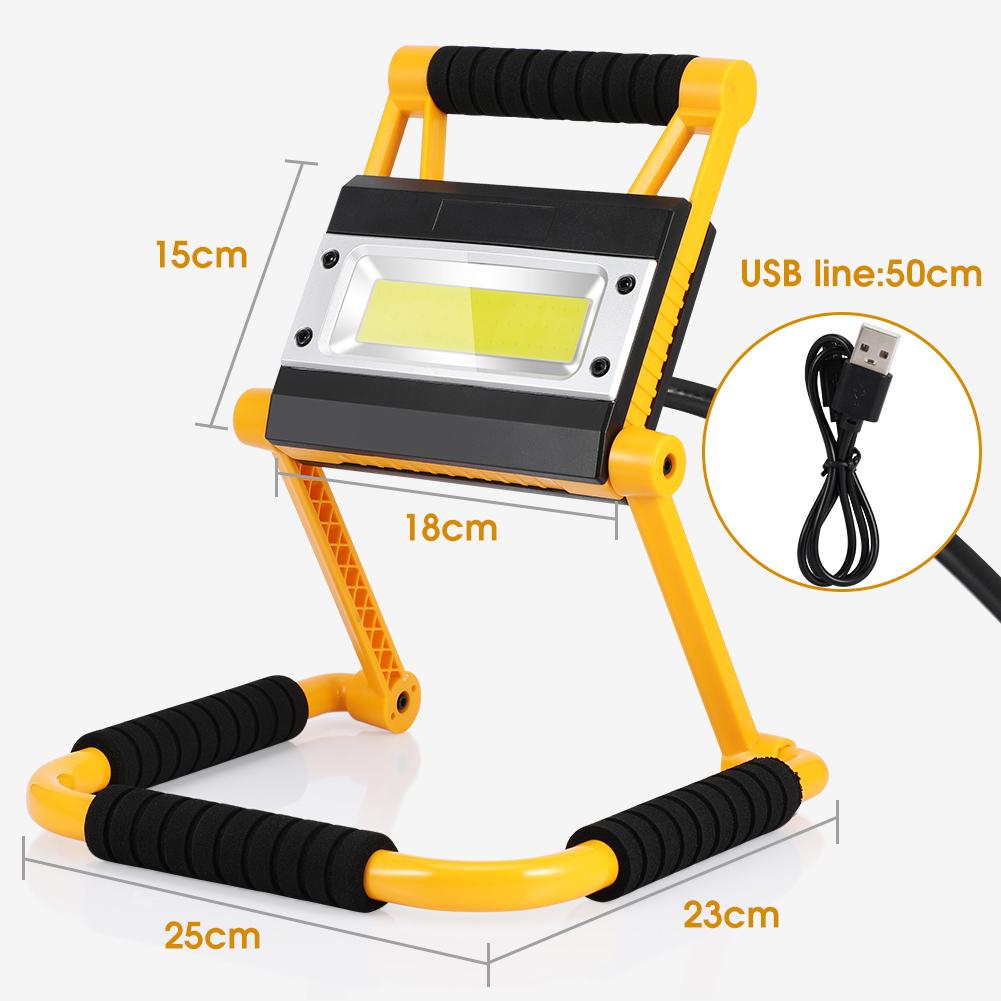 20W rechargeable LED stand light, folding portable light, built In battery 4400 mAh, yellow stand