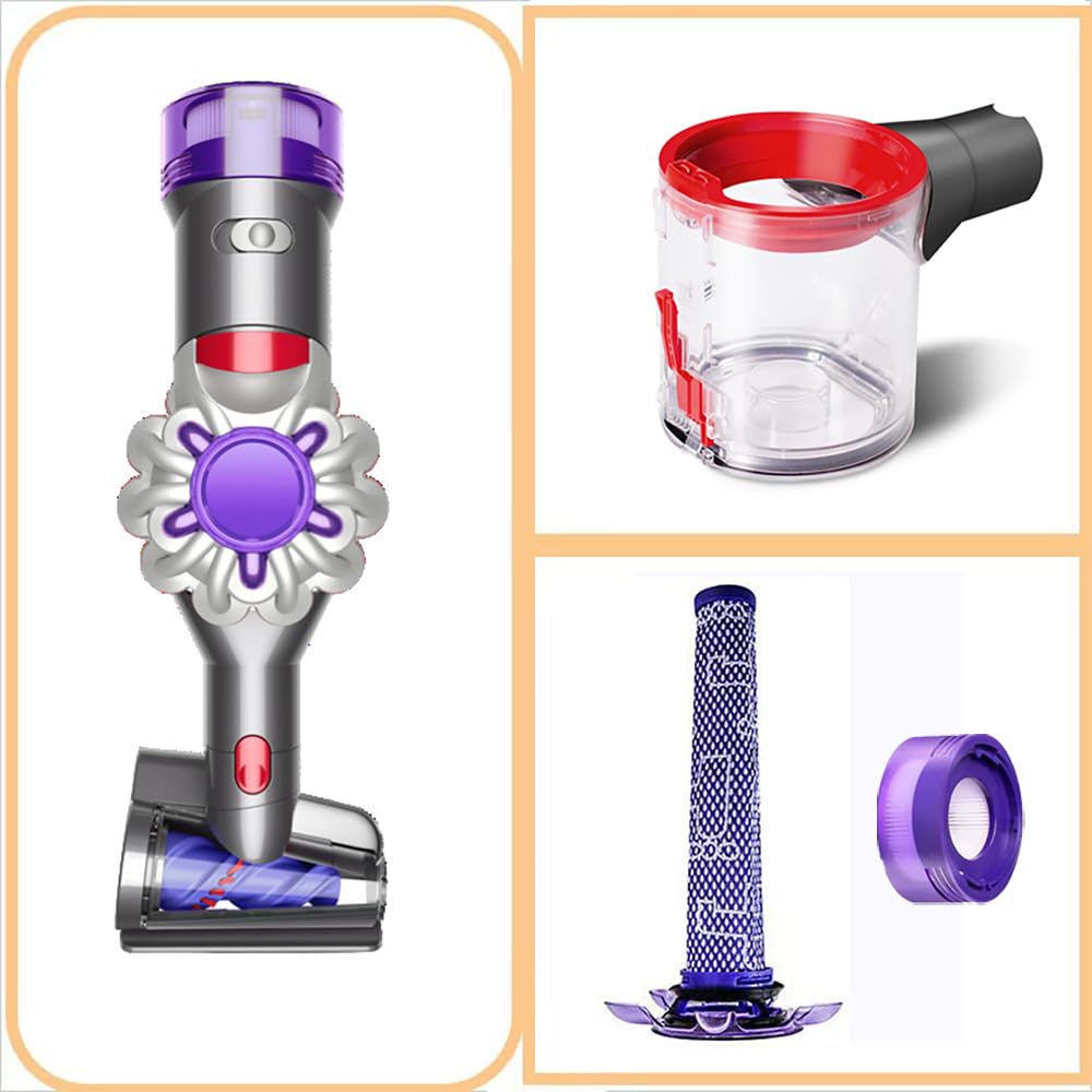 Replacement Dust Cup Filter for Dyson V7 V8 Slim SV11 Handheld Vacuum Dust Bucket Vacuum Cleaner Parts + Slim, (SV10K EXT, BU, AM), SV10, Stick,