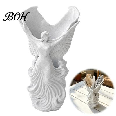 Stylish Entrance Table Accessory 3D Printed Angel Wings Vase & Pen Holder, Sculpture Wing Holder Desktop Decor, Multi?Functional Dry Flower