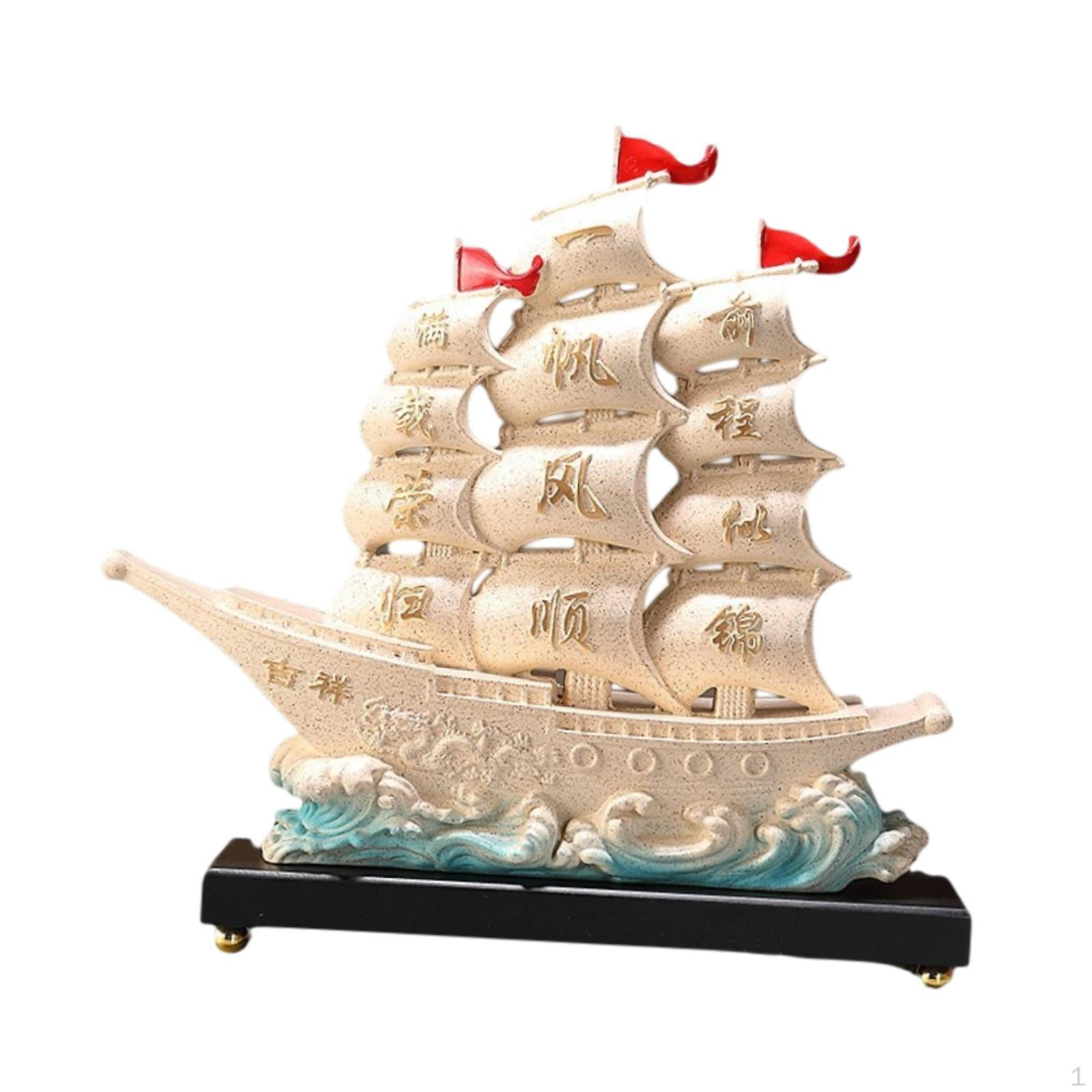 

Статуя китайского парусника, украшение по фен-шуй, подарок на день рождения, статуэтка парусника из смолы, модель корабля