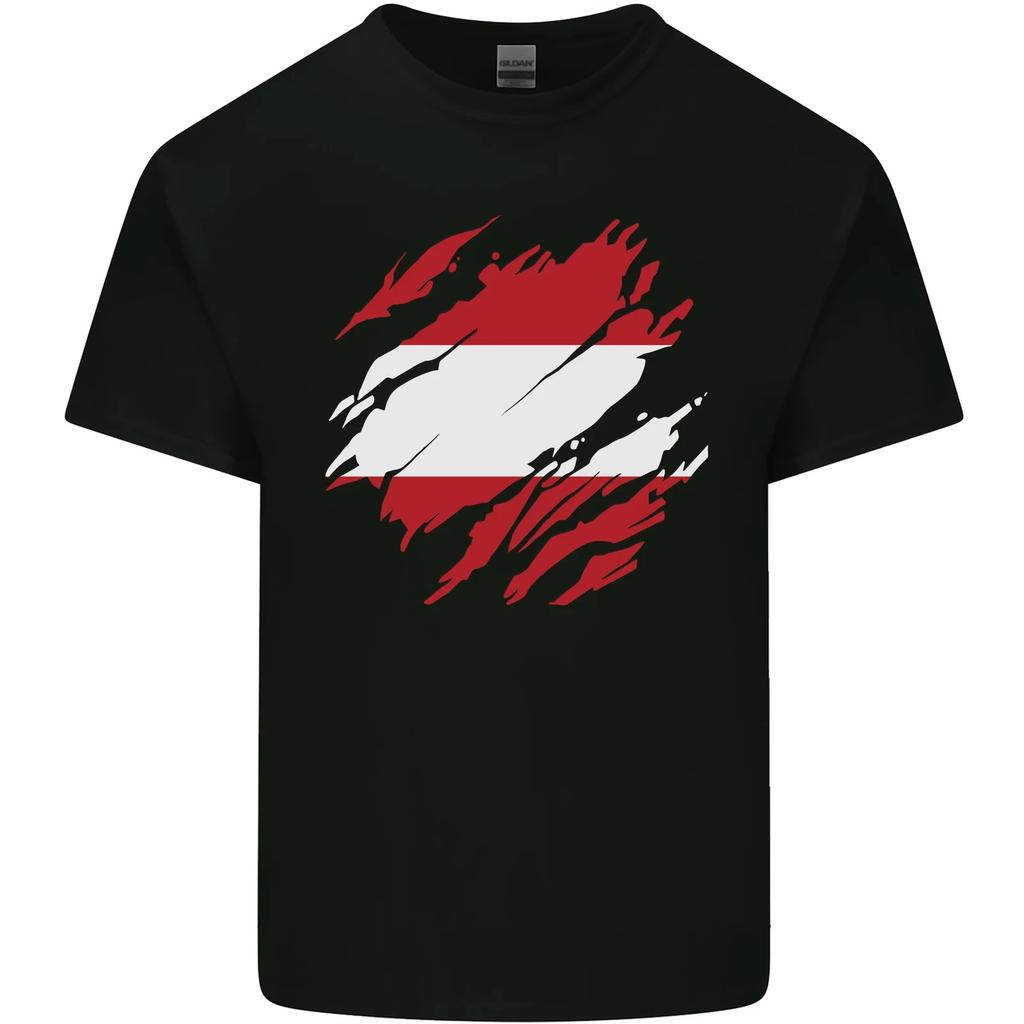 Torn Austria Flag Austrian Day Football Kids T-Shirt Childrens