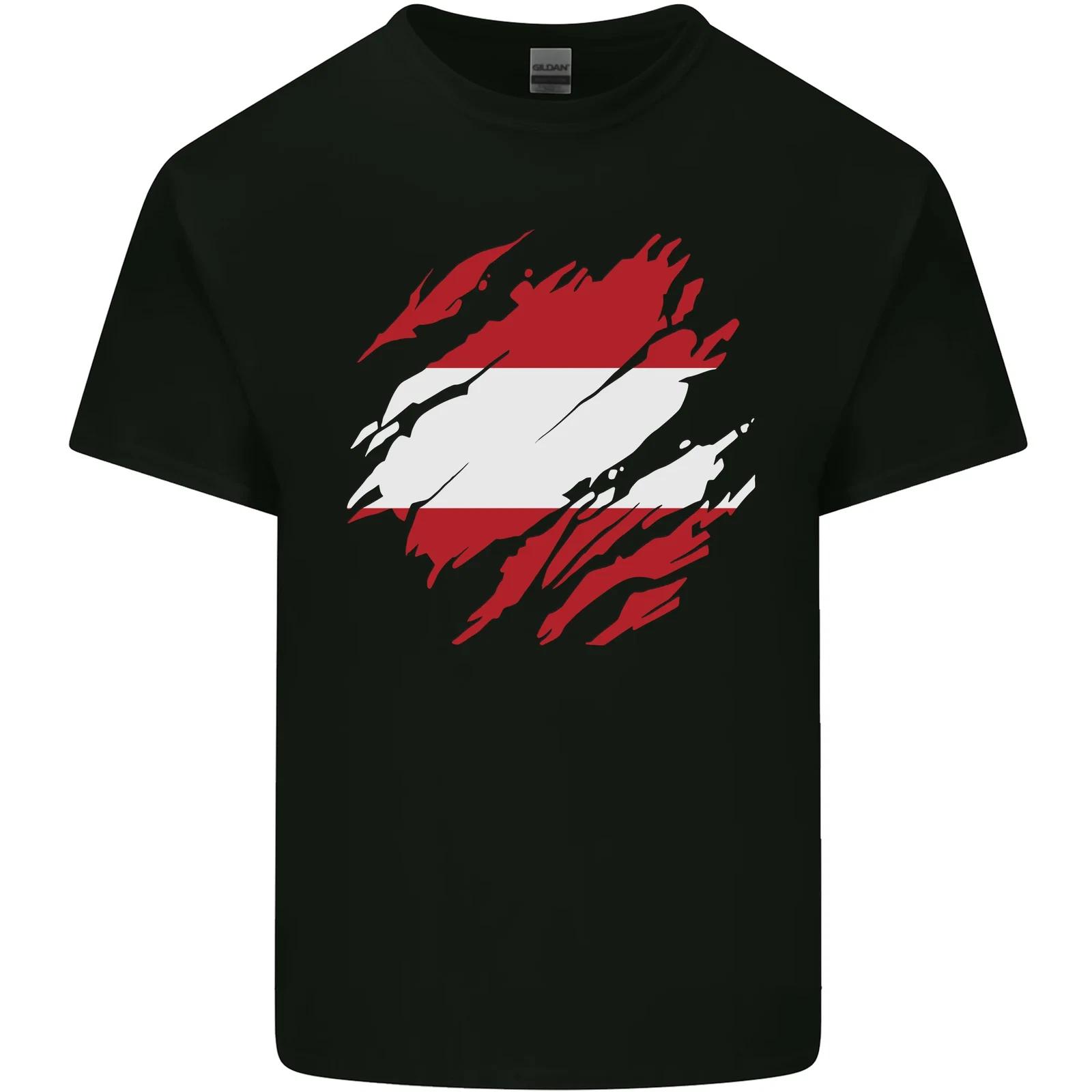 Torn Austria Flag Austrian Day Football Kids T-Shirt Childrens 4XL