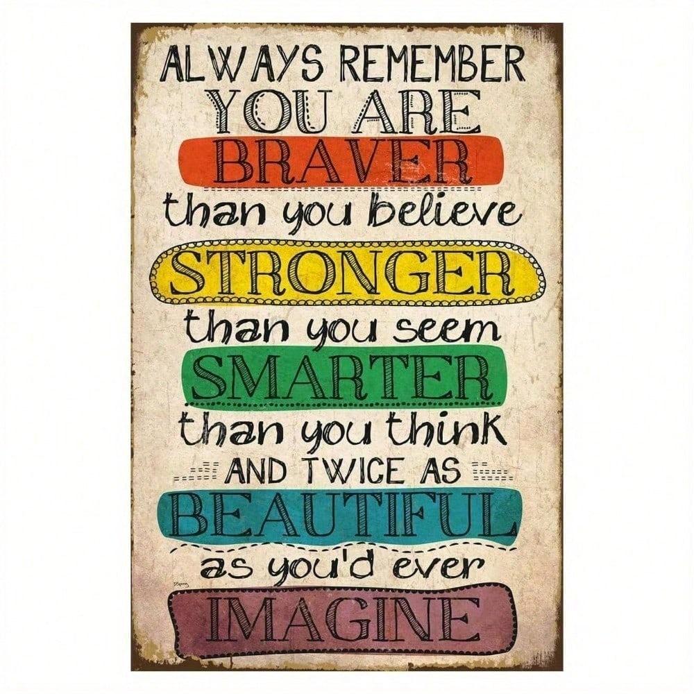 1pc 8x12 Positive Metal Wall Sign Inspirational Quote Tin Plaque for Home Office Decor