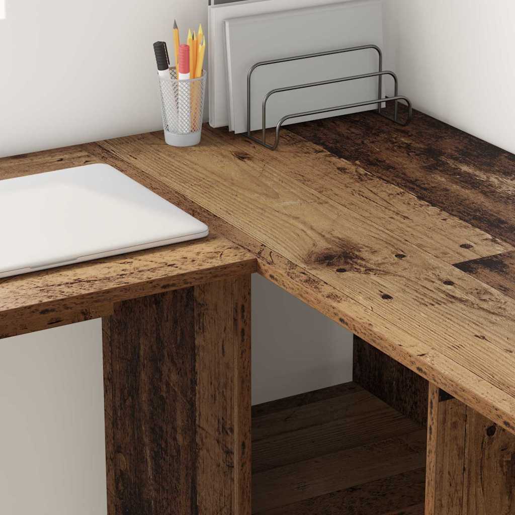 Corner Desk with Shelf Reclaimed Wood Look 142 x 102 x 73 cm Particleboard