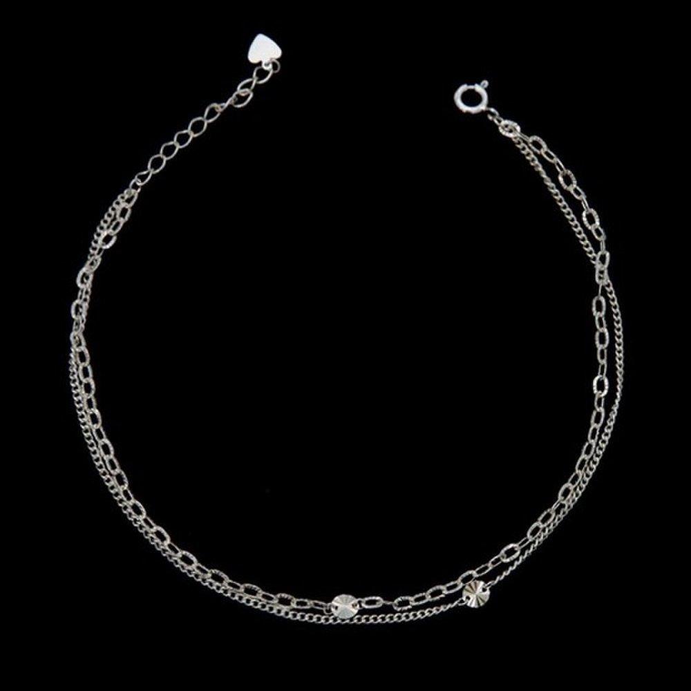 92.5 Silver Coin Bell Double Chain Anklet 925 Silver 925 Silver Anklet Silver Chain Anklet Silver Jewelry Silver Chain