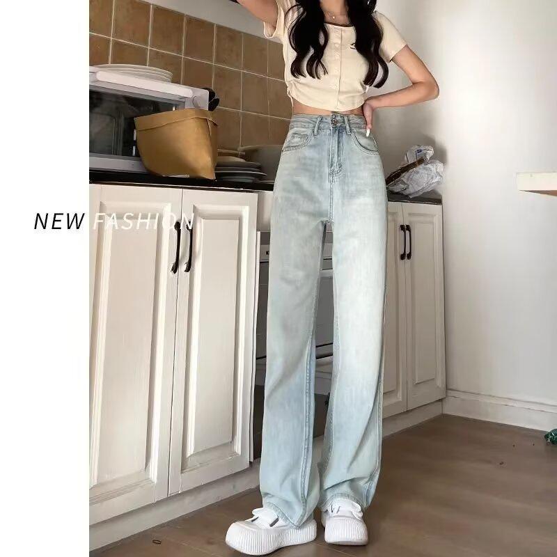 Women's White High Waist Wide Leg Jeans - Summer Thin, Plus Size, Versatile, Floor Length
