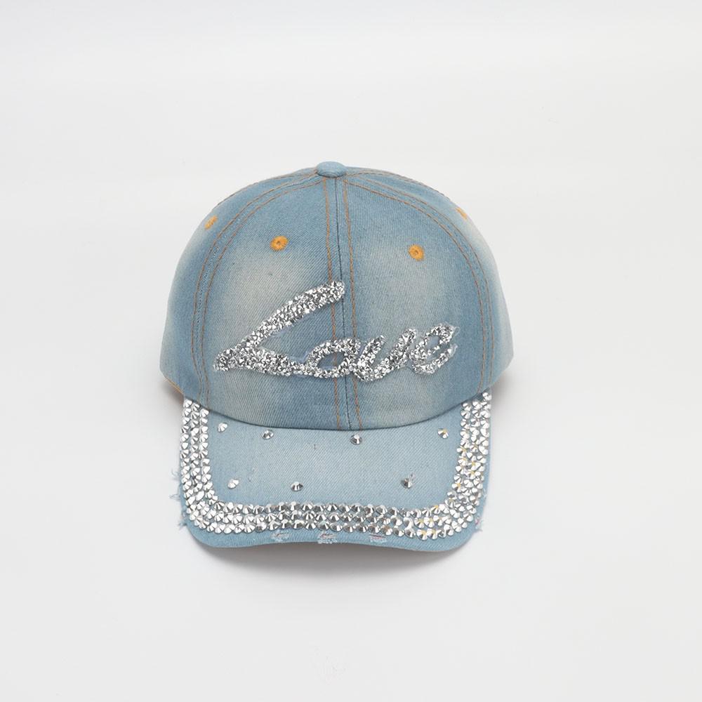

Denim Cap Women s Hats Summer Baseball Cap Rhinestone Love Snapback Sunshade Casual Vintage Bone Casquette Gorro світло-синій колір