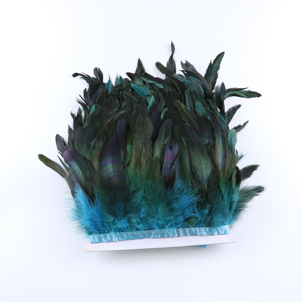 1 Meter Balck Rooster Hair Natural Feathers  Trim Fringe 13-18cm Ribbon for Sewing Clothing Party Decorations Craft Accessories
