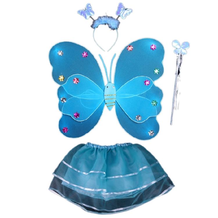 Light Up Fairy Princess Costume Butterflies Wing Magic Wand Headband Tutu Party Cosplay-Prop for Halloween Stage Props