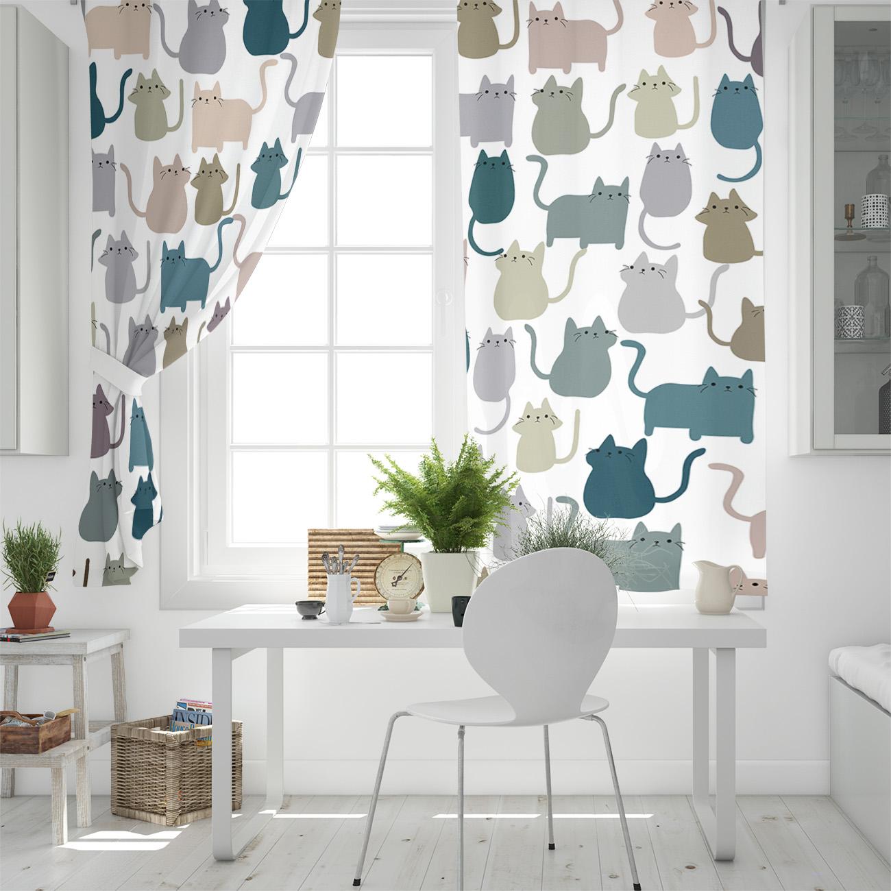 Мягкие узоры котов фигурки оконные шторы Декор для гостиной Шторы для спальни Роскошный — фото 5