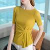 Medium-sleeved T-shirt Women's New Women's Clothing Temperament One-word Shoulder Foreign-style Small Shirt Umbrella Pendulum Waist Top