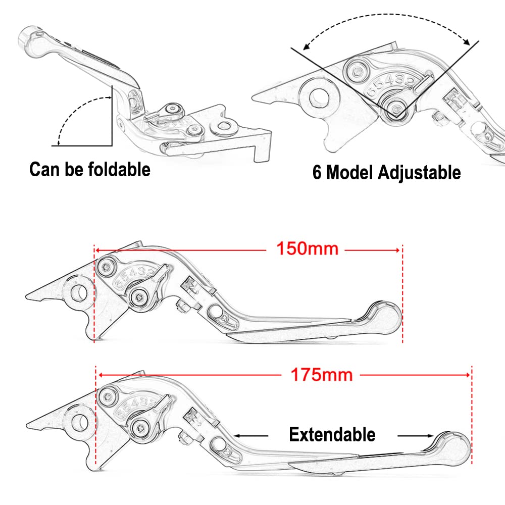 FOR GROM MSX 125 MSX125 2014-2022 Motorcycle Handlebar Grip Folding Expandable Adjustable Brake Clutch Lever MSX 125 Accessories (Ti Blue)