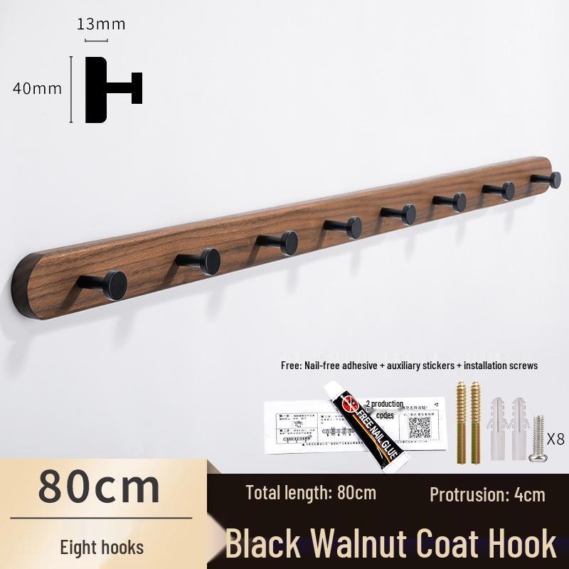 Solid Wood No-Punch Adhesive Coat Rack: Tiered Entryway/Wall/Door Mount Hanger