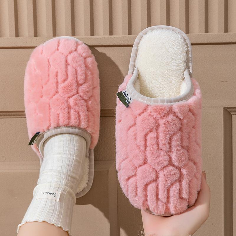 Women's and Men's Plush Non-Slip Cotton Slippers - Indoor Warmth for Spring, Autumn, and Winter