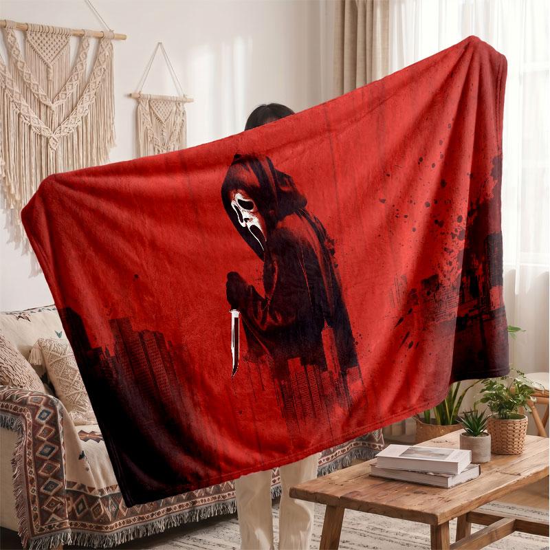 Warm Flannel BlanketScream Ghostface Soft Cozy Throw Blanket for Bedroom Couch