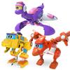 Newest 3pcs/set ABS Min Deformation Gogo Dino Action Figures Transformation Car Airplane Dinosaur Toys for Kids Gift
