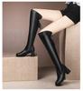 Cizme lungi elastice din piele pentru femei 2024 Noi Iarnă Călduroase cu pluș Cizme lungi Toamnă Slip-On cu vârf Tocuri groase Cizme de cavaler