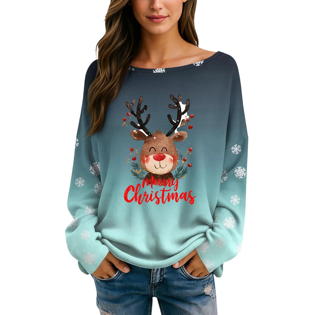 Womens Fall Sweaters Long Sleeve Print Tops Pullover Sweaters Loose Dressy Casual Basic Clothes