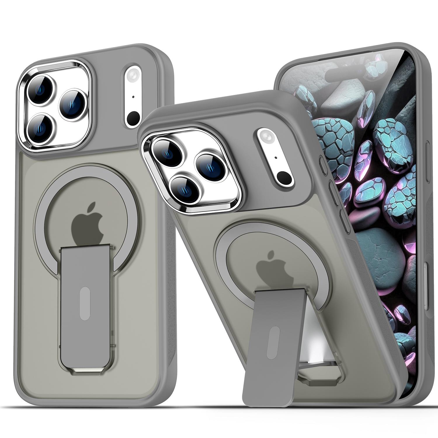 

Чехол-подставка с откидной ножкой класса люкс для iPhone 17 Air 16 e 15 14 Plus 11 Pro Max Для беспроводной зарядки Magsafe Чехол For iPhone 11 Pro чёрный