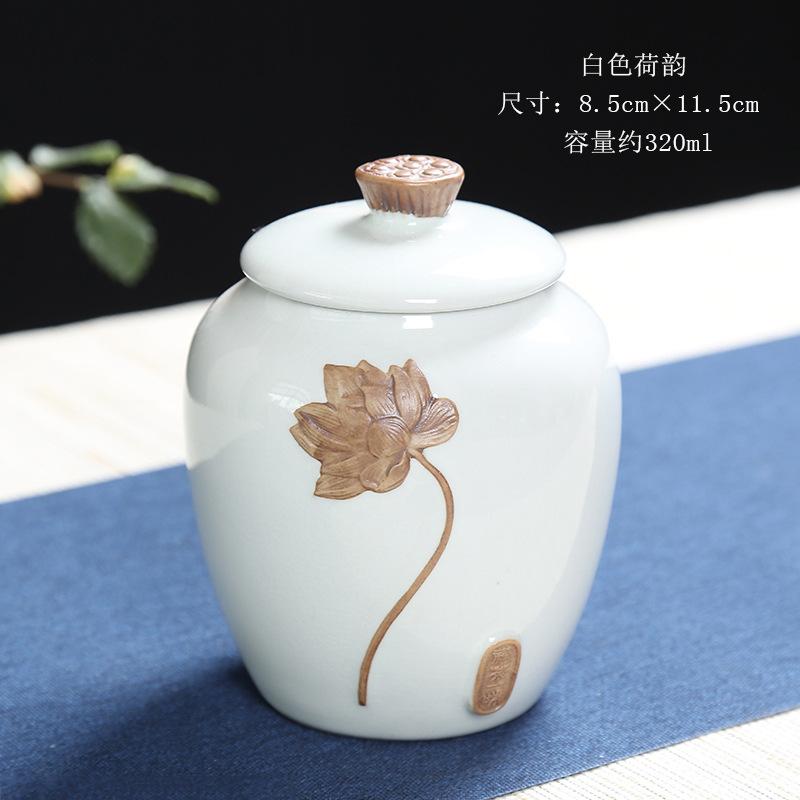 Kreatives Keramik Lotuswellen Keramik Teegefäß Feuchtigkeitsdichte Versiegelte Aufbewahrungsflasche Haushalt Großes Fassungsvermögen Süßigkeiten Aufbewahrungsglas Zuhause