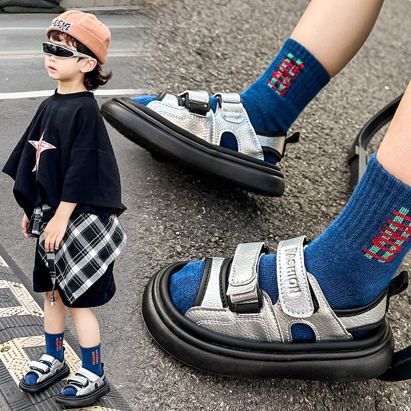 Sandals for Boys, Summer, Children, Lightweight Sports, Beach Shoes for Boys, Anti Slip, Exposed Toes, Medium To Large Children