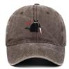 Unisex Black Cat Embroidered Washed Baseball Cap - Outdoor Summer Sun Hat, Hip Hop Style