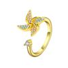 Niche Design Spinning Windmill Ring For Women Adjustable Open Band Rotatable Finger Ring Fashion Jewelry Gift