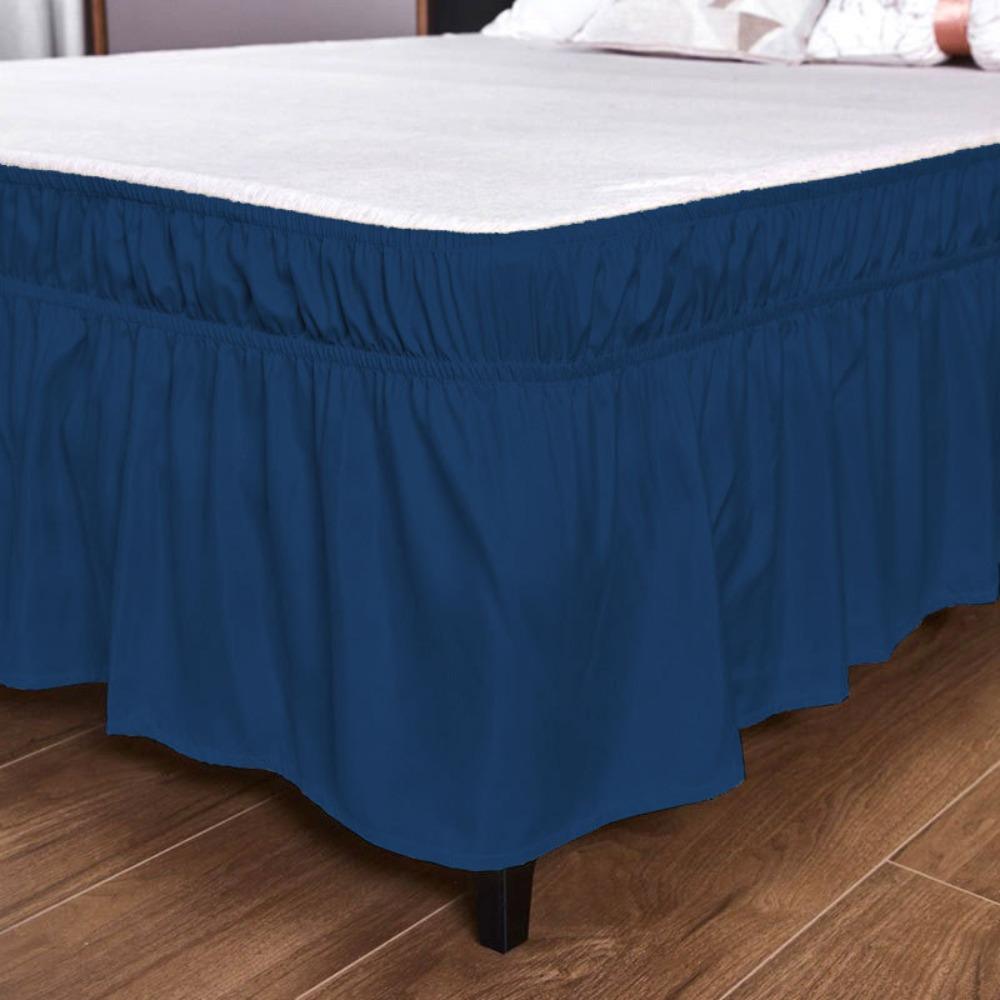 Soft Solid Color Ruffled Bed Skirt Three Sides Elastic Edge Bed Side Skirt Breathable Easy Care Bed Dust Cover Bedding Accessory