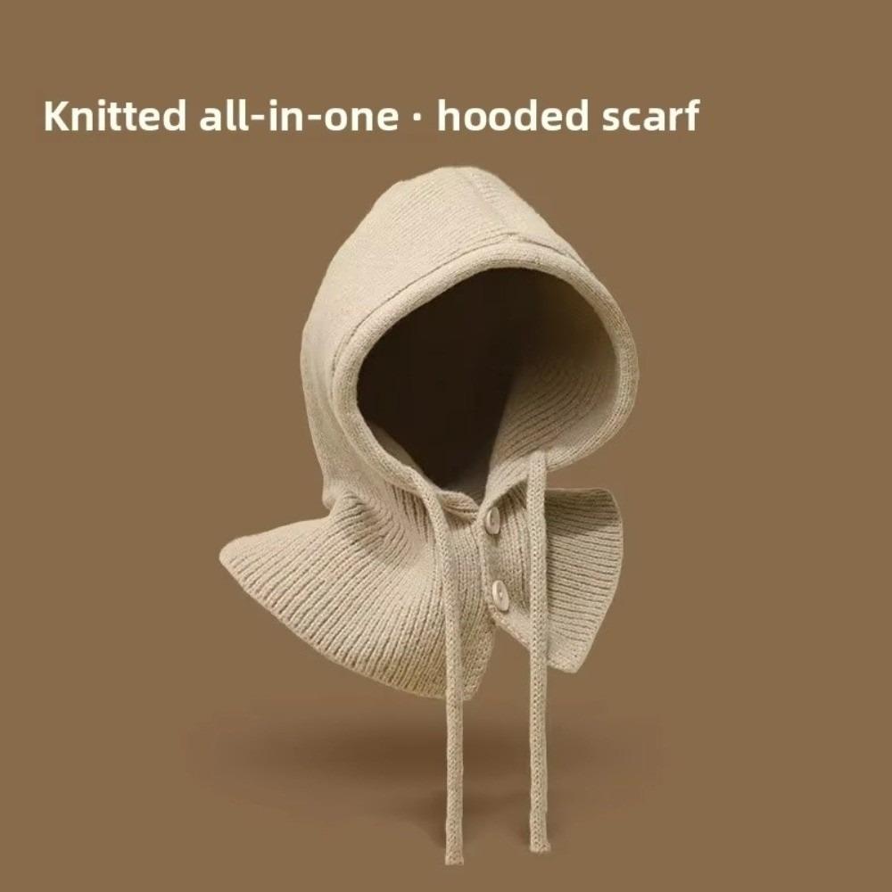 

Теплая цельная вязаная шапка, защита ушей, шарф-шаль, вязаный шарф и шапка, женская хаки