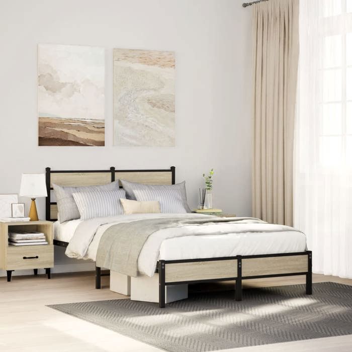 VidaXL Cadre de lit sans matelas chêne sonoma 120x200 cm, lit double, meuble de chambre à coucher, lit d'invité, lit, cadre 4017252