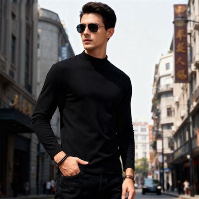German Velvet Long-sleeved T-shirt Men's Spring, Autumn and Winter Half-turtleneck Top Plus Velvet Inner Warm Bottoming Shirt